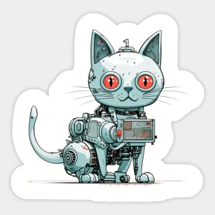 Futuristic Cyber Pink Cat Sticker